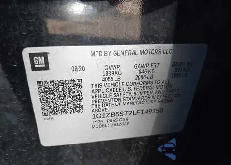 2020 Chevrolet Malibu Fwd Ls из США, поврежденный, VIN 1G1ZB5ST2LF149350